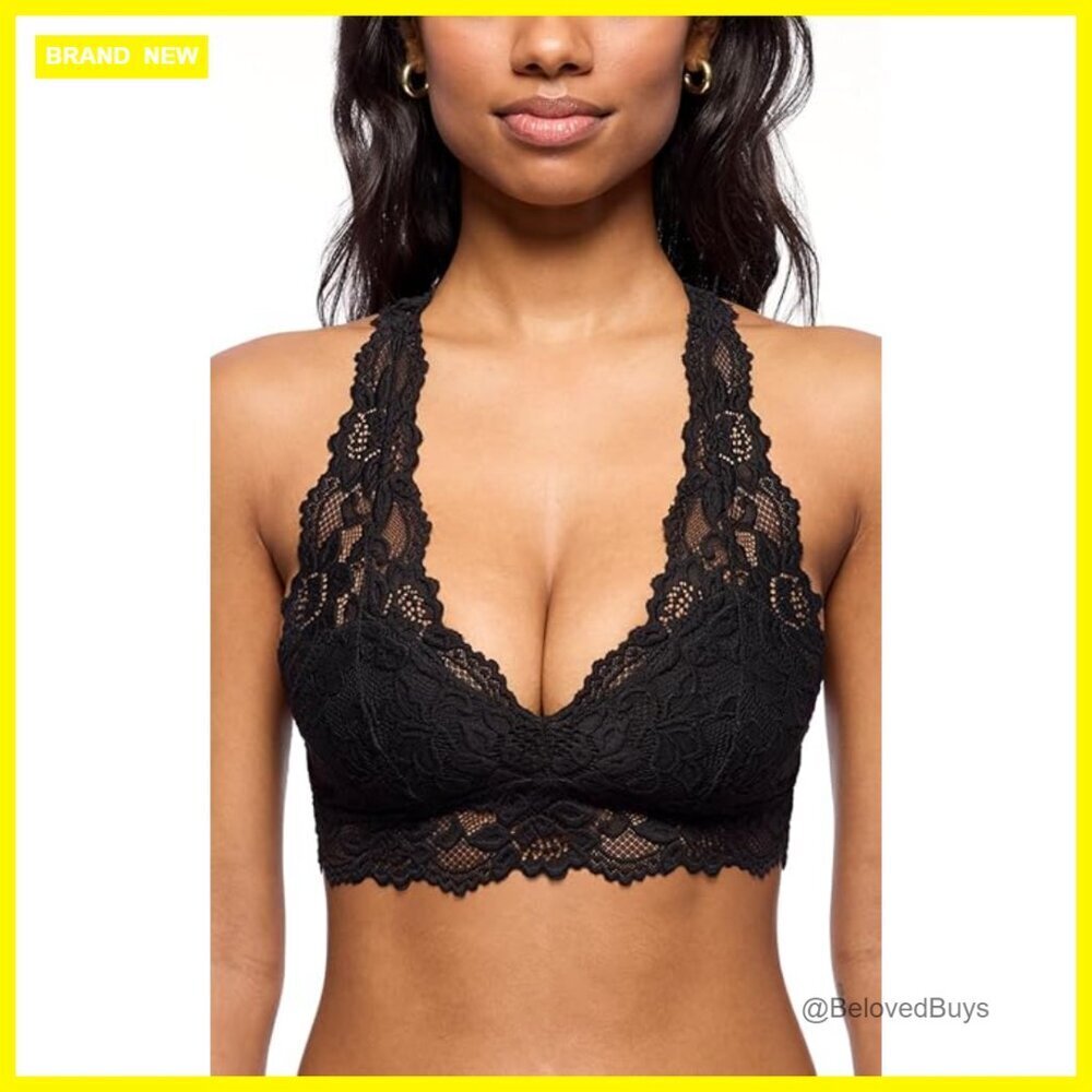 Wireless Lace Bralette, Racerback Unlined Bra, Everyday Comfort Support